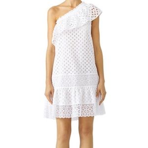 Tory Burch Zoe Eyelet One Shoulder Dress Size 4